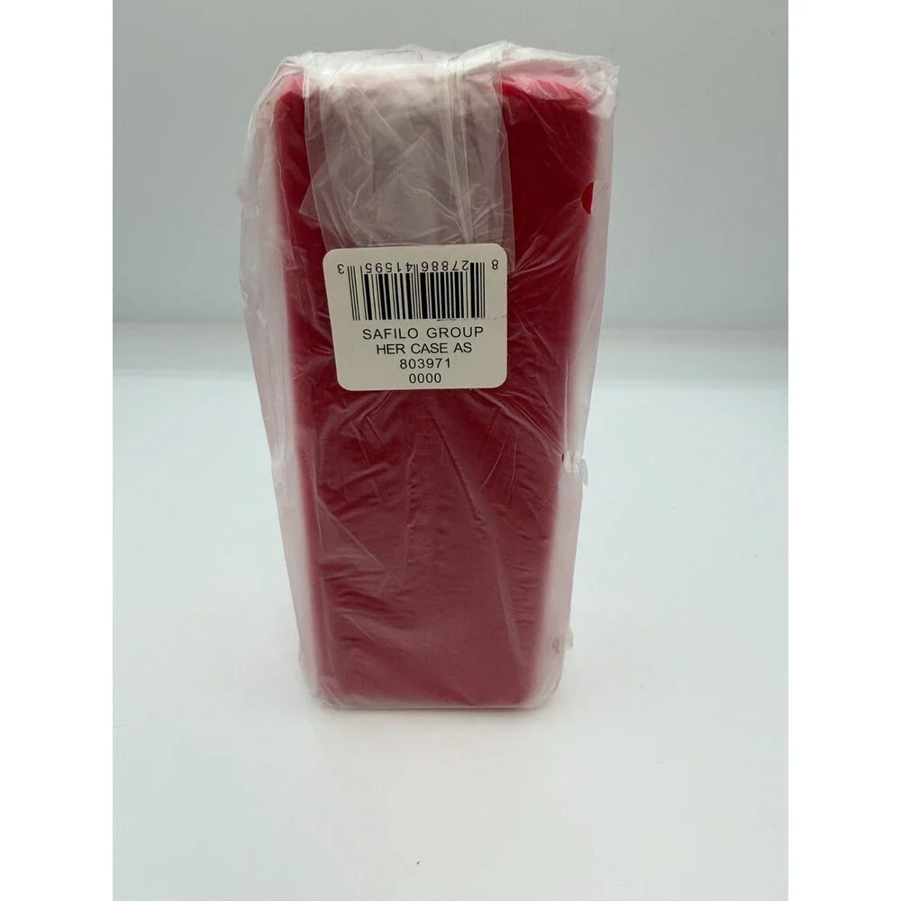 Carolina Herrera Red Magnetic Eyeglasses Case Fuzzy w Cleaning Cloth Container